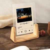 Wooden Photo Frame with U-Shaped Base, Acrylic Panel, Desktop Display for Photos