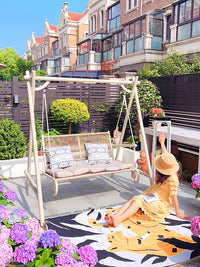 Purple Leaf Outdoor Swing Chair Villa Garden Double Swing for Patio Yard Balcony