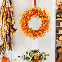 Autumn Eucalyptus Camellia Wreath for Front Door Wall Decor