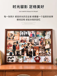 Vintage Chinese Style Solid Wood Photo Frame for Multiple Photos, Large Size, Wall Mountable