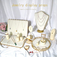 Creative Combination Jewelry Display Stand Metal Off-White Velvet Ring Necklace Bracelet Pendant Photography Props