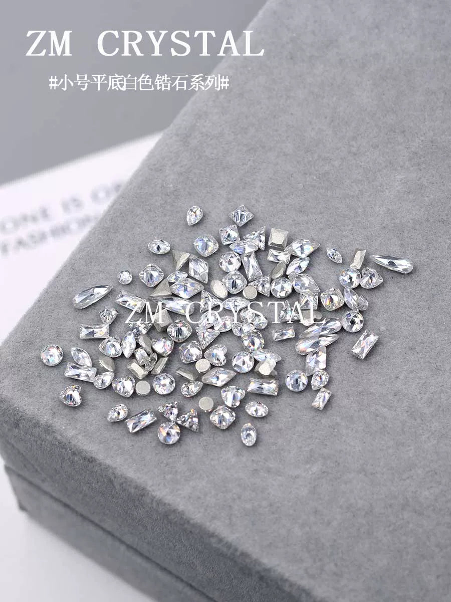 Zircon Flatback Nail Art Rhinestones - Mini White Heart & Star Shaped Gems for Manicure Decoration