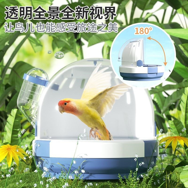 Portable Bird Travel Cage for Parakeets, Peonies, and Small Birds - Outdoor Handheld Carrier with Panoramic View
