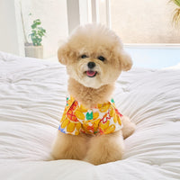 Sunflower Print Pet Dog Shirt / Dress with Matching Hairpin, 60-Count Cotton