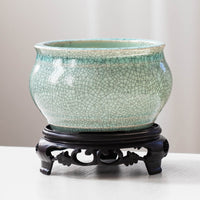 Ge Kiln Cracked Glaze Ceramic Succulent Planter Pot with Drainage Hole