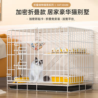 Foldable Indoor Cat Cage with Multi-Tier Platforms and Accessories