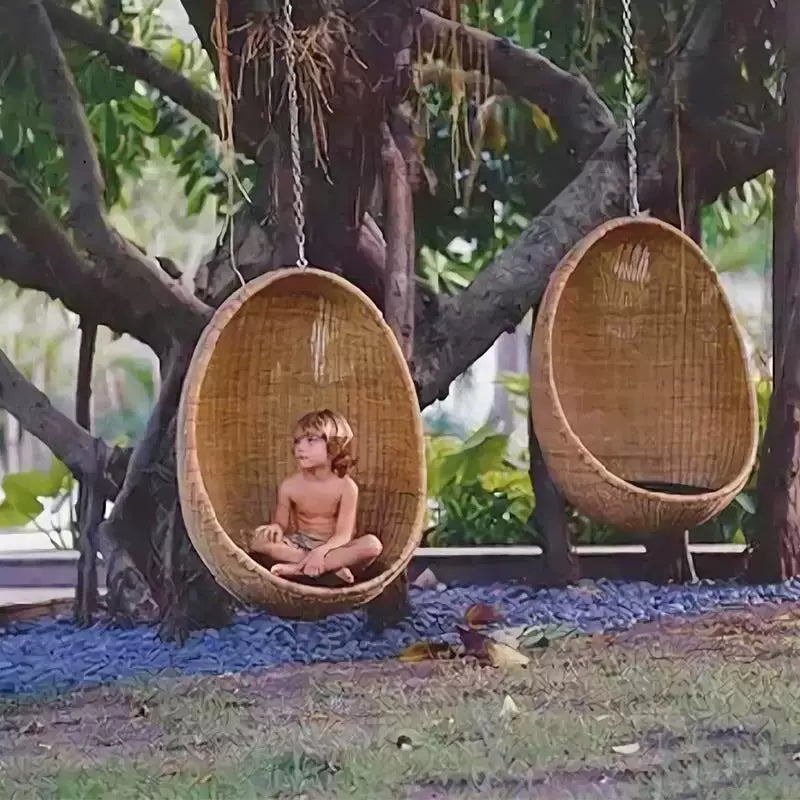 Outdoor Egg-Shaped PE Rattan Woven Bird's Nest Hanging Chair Waterproof Swing for Balcony Indoor Adult Cradle