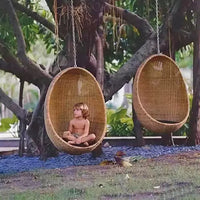 Outdoor Egg-Shaped PE Rattan Woven Bird's Nest Hanging Chair Waterproof Swing for Balcony Indoor Adult Cradle