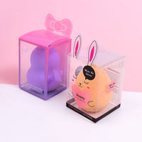 Gourd-Shaped Beveled Makeup Sponge Blender with Cartoon Box, Wet & Dry Use, Non-Powder-Eating