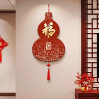 Gourd Fu Character Wall Hanging Decor with Tassel for Living Room Entrance