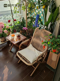 Mei Qi Foldable Rattan Lounge Chair for Garden Patio Balcony