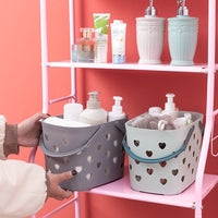 Heart-Shaped Hollow Plastic Shower Caddy Basket for Bathroom Storage