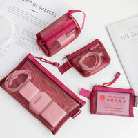 Transparent Nylon Mesh Travel Pouch for Small Items, Cosmetics, and Accessories