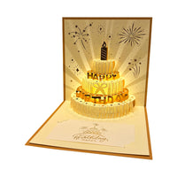 Birthday Music Light Recording Cake Greeting Card with Gold Foil Envelope