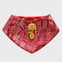 Pet Chinese New Year Tang Suit Cloak for Cats and Dogs, Traditional Hanfu Wedding Attire for Teddy Bichon