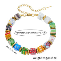 Elegant Millefiori Glass Bead Flower Bracelet for Women, Adjustable Stainless Steel Chain