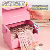 Kids' Password Piggy Bank with Handle, Stainless Steel Money Saving Box for Boys and Girls