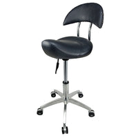 Adjustable Saddle Stool with Backrest and Wheels for Salon, Spa, and Dental Office
