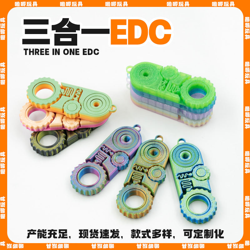 3-in-1 Fidget Spinner Keychain Toy for Anxiety Relief and Stress Reduction