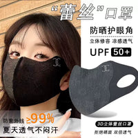 Women's Ice Silk Lace Sun Protection Face Mask with UV Protection and Breathable Design