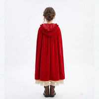 Girls' Little Red Riding Hood Costume Dress with Cape for Halloween Cosplay