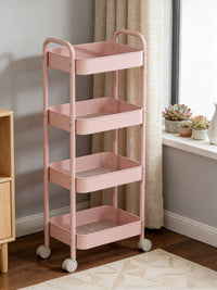 3-Tier Rolling Utility Cart with Hooks and Wheels for Kitchen, Bedroom, Bathroom Storage
