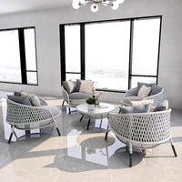 Nordic Outdoor Rattan Sofa Set for Patio Garden Balcony - Single/Double Seater with Coffee Table