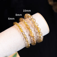 Natural Rutilated Quartz Bracelet with Yellow Agate Beads for Good Luck