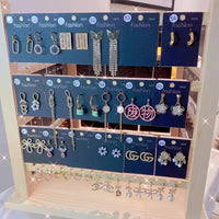 Solid Wood Rotating Jewelry Organizer for Earrings and Necklaces