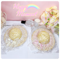 Pet Sun Hat for Cats and Small Dogs - Lace Straw Hat Headwear