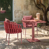Outdoor Rattan Dining Table and Chairs Set with Rock Slab Top for Patio Garden Cafe