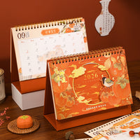 2026 Large Chinese Style Desk Calendar with Multifunctional Planner and Gilded Accents