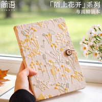 Vintage Embroidered Fabric A5 Notebook with Floral Design, 112 Sheets
