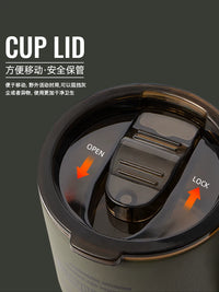 Outdoor 304 Stainless Steel Double-Layer Insulated Coffee Mug with Lid for Camping & Picnic