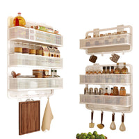 Wall-Mounted Kitchen Spice Rack with Vegetable Basket, Punch-Free Storage Organizer