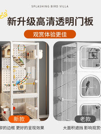 Large Luxury Bird Cage for Parrots and Small Birds, Splash-Proof Villa Design