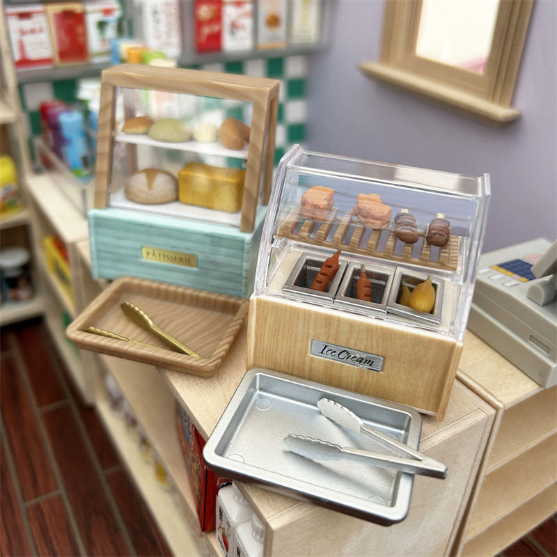 Miniature Oden Machine or Bread Cabinet for Dollhouse Supermarket/Bakery Scene