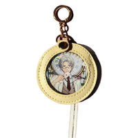 Anime Badge Holder Keychain PU Leather Round Transparent Pin Display Bag Charm