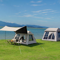 Ridge Tent with Tarp, Automatic Double-Layer, Large Blackout Sun Protection, Rainproof for Outdoor Camping