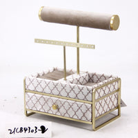 Velvet Jewelry Display Stand for Bracelets, Earrings, and Necklaces - Iron Art & Density Board Organizer