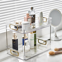 Multi-layer PET Desktop Storage Rack with Wheels for Cosmetics and Sundries
