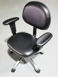Anti-Static PU Leather Lab Chair with Armrests, Adjustable Height, Swivel Casters or Fixed Glides