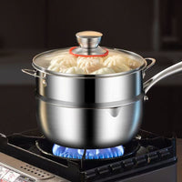 Thickened Stainless Steel Yukihira Saucepan with Steamer, Non-stick, Uncoated, for Baby Food, Noodles, and Milk