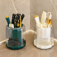 Rotating Knife Holder with Utensil Caddy for Kitchen Countertop Storage