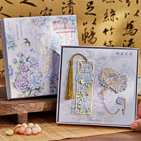 Vintage Floral Metal Bookmark with Pendant, Hollow Design, Gift Boxed for Students and Graduates