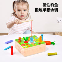 Kids Wooden Multifunctional Fishing & Whack-A-Mole Educational Toy for Hand-Eye Coordination