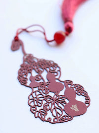 Brass Gourd and Deer Bookmark with Tassel, Chinese Style Gift for Friends