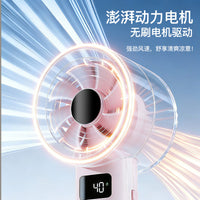 Portable USB Rechargeable Handheld Fan with Digital Display, 199-Speed Turbo Mini Fan with Lanyard