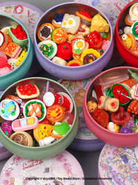 Miniature Food Storage Box with 30 Play Food Items for Dollhouse Decor