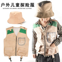 Kids Outdoor Adventure Vest and Hat Set for Role Play and Performance